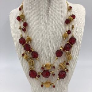 Red and Gold Beaded Necklace